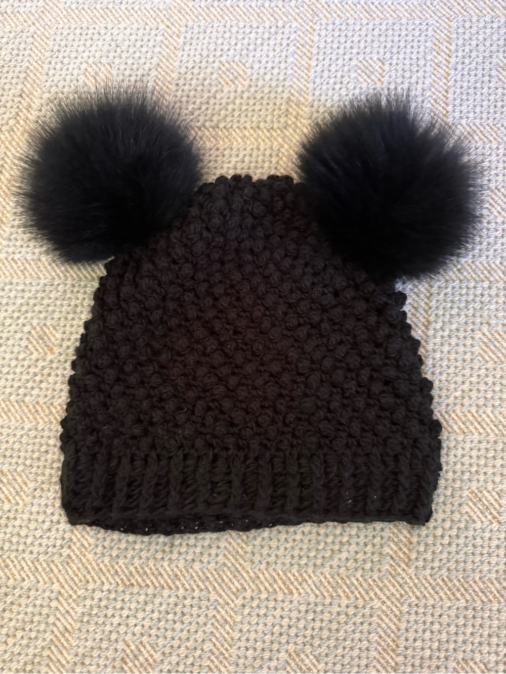 Surell Black Double Pom Knit Hat - Picture 2 of 4